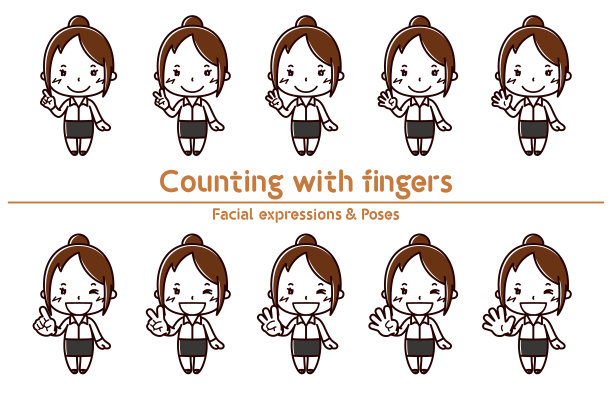 面部表情和姿势/用手指数数/女性办公室职员图片 面部表情和姿势/用手指数数/女性办公室职员图片下载