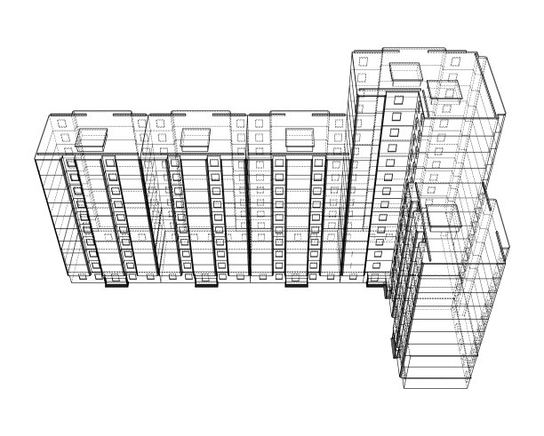 多层建筑的线框模型图片 多层建筑的线框模型图片下载
