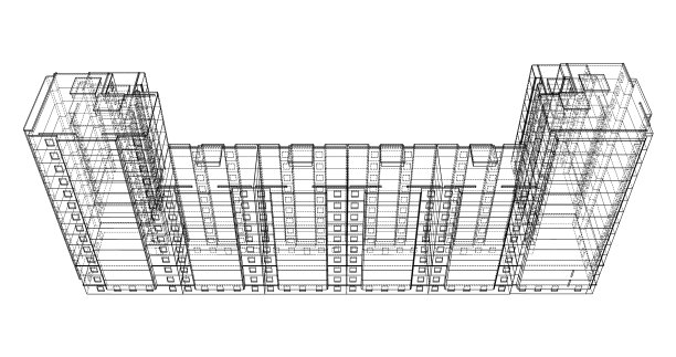 多层建筑的线框模型图片 多层建筑的线框模型图片下载