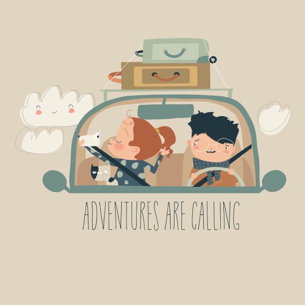 幸福的家庭与宠物旅行汽车图片 幸福的家庭与宠物旅行汽车图片下载