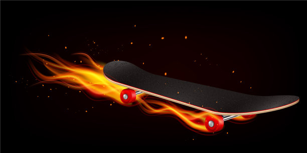 滑板上火逼真的背景图片 滑板上火逼真的背景图片下载