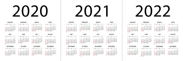 日历2020 2021 2022 -插图。一周从星期天开始。日历设置为2020年,2021年,2022年图片 日历2020 2021 2022 -插图。一周从星期天开始。日历设置为2020年,2021年,2022年图片下载