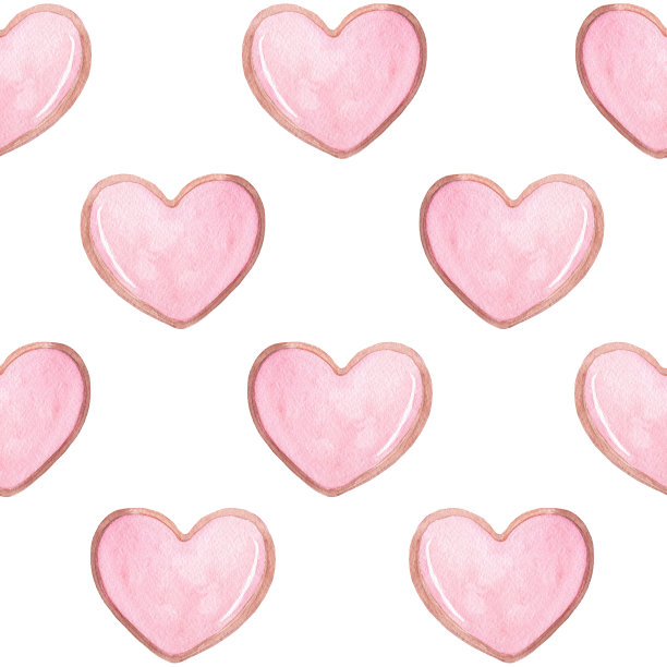 水彩可爱的粉红色心无缝模式上的白色背景图片 水彩可爱的粉红色心无缝模式上的白色背景图片下载