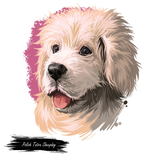 波兰塔特拉牧羊犬狗肖像孤立在白色。数码艺术插图手绘狗为网页,t恤印花,小狗食品封面设计。塔特拉山脉的品种,瓦拉契亚罗马尼亚牧羊人图片 波兰塔特拉牧羊犬狗肖像孤立在白色。数码艺术插图手绘狗为网页,t恤印花,小狗食品封面设计。塔特拉山脉的品种,瓦拉契亚罗马尼亚牧羊人图片下载
