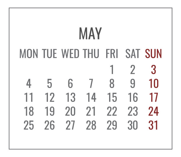 2020年5月白色月历图片 2020年5月白色月历图片下载