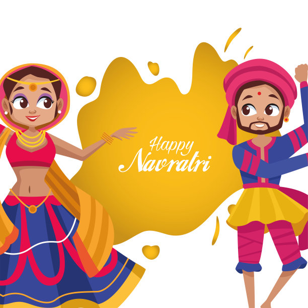 庆祝navratri节日快乐,女人跳舞,男人打鼓图片 庆祝navratri节日快乐,女人跳舞,男人打鼓图片下载