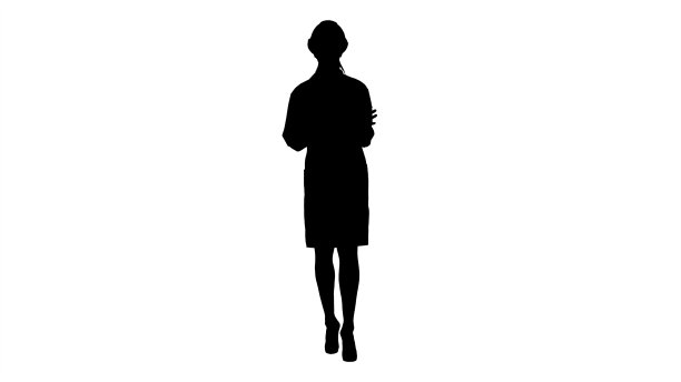 剪影一个年轻美丽的女科学家工程师在白色的g图片 剪影一个年轻美丽的女科学家工程师在白色的g图片下载