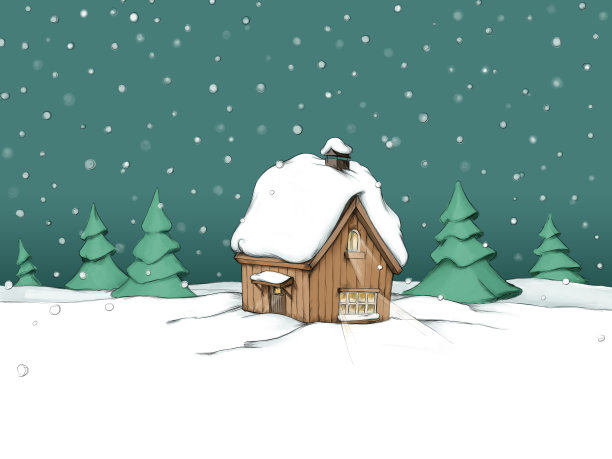 雪中被照亮的小木屋图片 雪中被照亮的小木屋图片下载