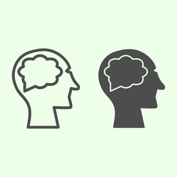 人的大脑线条和固体图标人的头脑思考图片 人的大脑线条和固体图标人的头脑思考图片下载