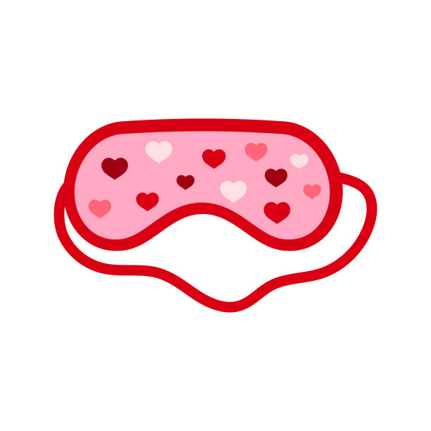 睡眠面具与粉色心形矢量插图。图片 睡眠面具与粉色心形矢量插图。图片下载