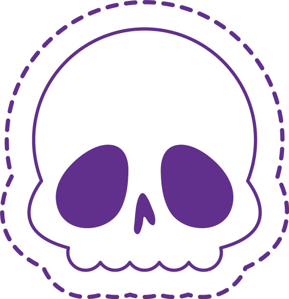 可爱的颅骨贴片线条风格图标设计图片 可爱的颅骨贴片线条风格图标设计图片下载
