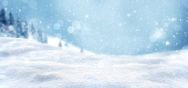 圣诞雪的背景与雪堆和白雪覆盖模糊的森林图片 圣诞雪的背景与雪堆和白雪覆盖模糊的森林图片下载