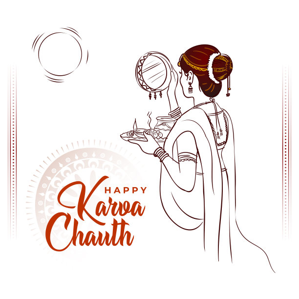 矢量插图的印度妇女庆祝卡尔瓦Chauth节图片 矢量插图的印度妇女庆祝卡尔瓦Chauth节图片下载