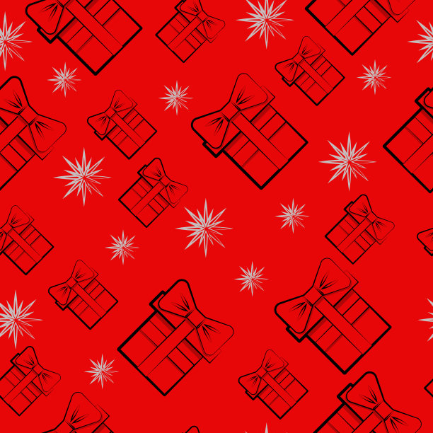 无缝矢量模式与圣诞礼物在红色的背景。美丽的图案礼品包装纸。图片 无缝矢量模式与圣诞礼物在红色的背景。美丽的图案礼品包装纸。图片下载