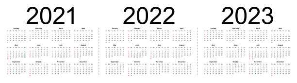 简单的可编辑矢量日历2021年,2022年,2023年。一周从星期天开始。图片 简单的可编辑矢量日历2021年,2022年,2023年。一周从星期天开始。图片下载