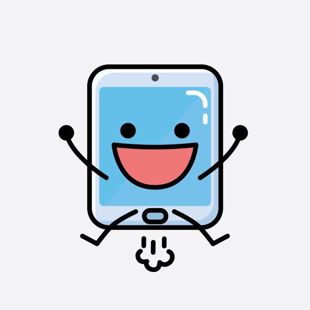 扁平设计的可爱智能手机吉祥物角色图片 扁平设计的可爱智能手机吉祥物角色图片下载