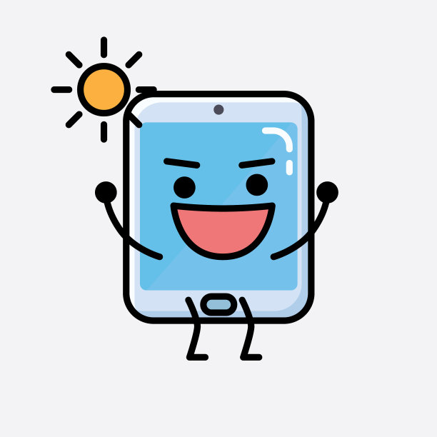 扁平设计的可爱智能手机吉祥物角色图片 扁平设计的可爱智能手机吉祥物角色图片下载