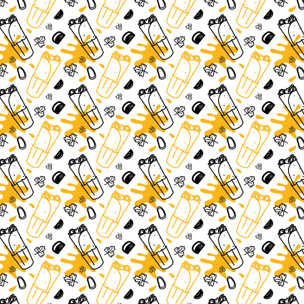 无缝图案与沙瓦玛在极简主义风格。图片 无缝图案与沙瓦玛在极简主义风格。图片下载