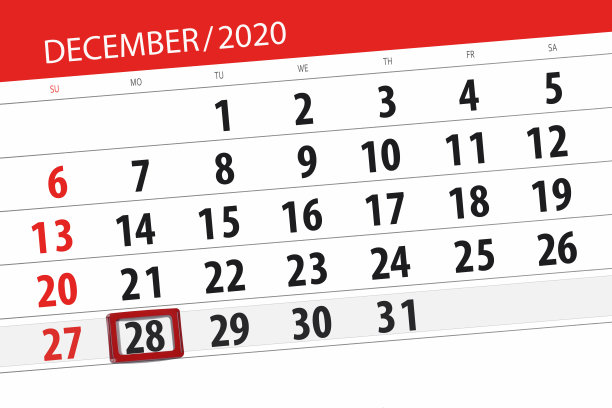 2020年12月的日历计划,截止日期,28日,周一图片 2020年12月的日历计划,截止日期,28日,周一图片下载
