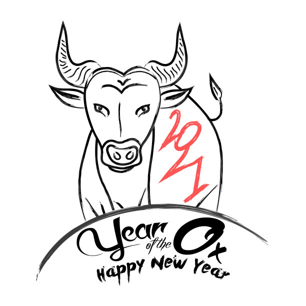 中国书法为2021年的牛,牛,牛。2021年农历新年。贺卡、请帖、海报、横幅、日历等十二生肖标志图片 中国书法为2021年的牛,牛,牛。2021年农历新年。贺卡、请帖、海报、横幅、日历等十二生肖标志图片下载