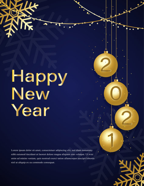 传单,2021年新年快乐的横幅设计。蓝色和金色的新年邀请卡。图片 传单,2021年新年快乐的横幅设计。蓝色和金色的新年邀请卡。图片下载