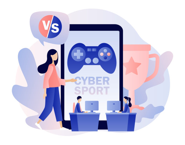 电子竞技和电子竞技概念。职业玩家在电子游戏在线锦标赛上争夺奖杯和小女孩。现代平面卡通风格。矢量插图上的白色背景图片 电子竞技和电子竞技概念。职业玩家在电子游戏在线锦标赛上争夺奖杯和小女孩。现代平面卡通风格。矢量插图上的白色背景图片下载