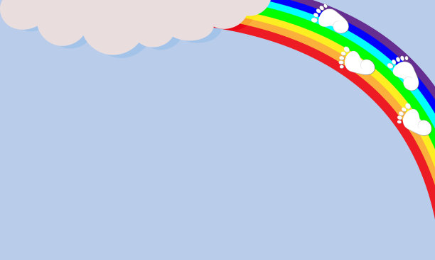 蓝天背景上的脚印和彩虹图片 蓝天背景上的脚印和彩虹图片下载