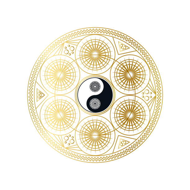 金光闪闪的曼荼罗与阴阳符号隔离图片 金光闪闪的曼荼罗与阴阳符号隔离图片下载