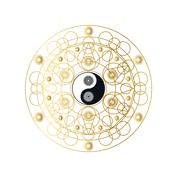 金光闪闪的曼荼罗与阴阳符号隔离图片 金光闪闪的曼荼罗与阴阳符号隔离图片下载