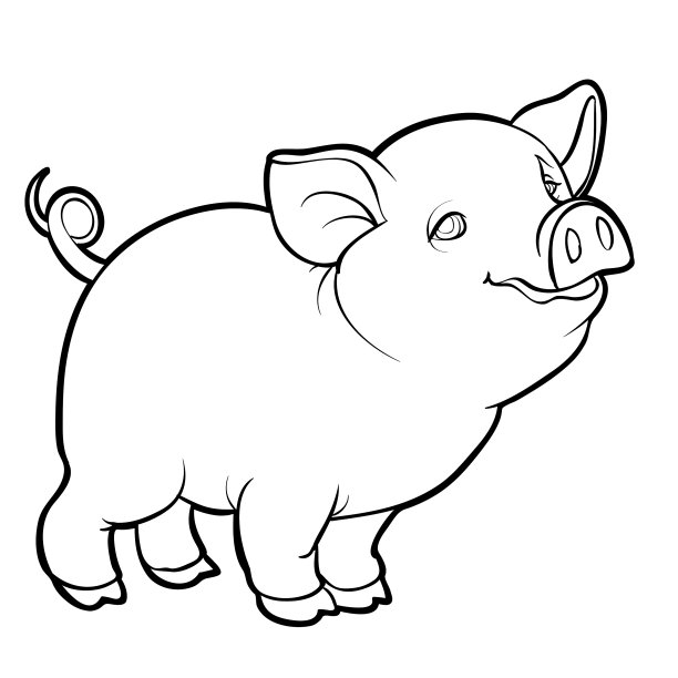 可爱的小猪人物素描上色图片 可爱的小猪人物素描上色图片下载