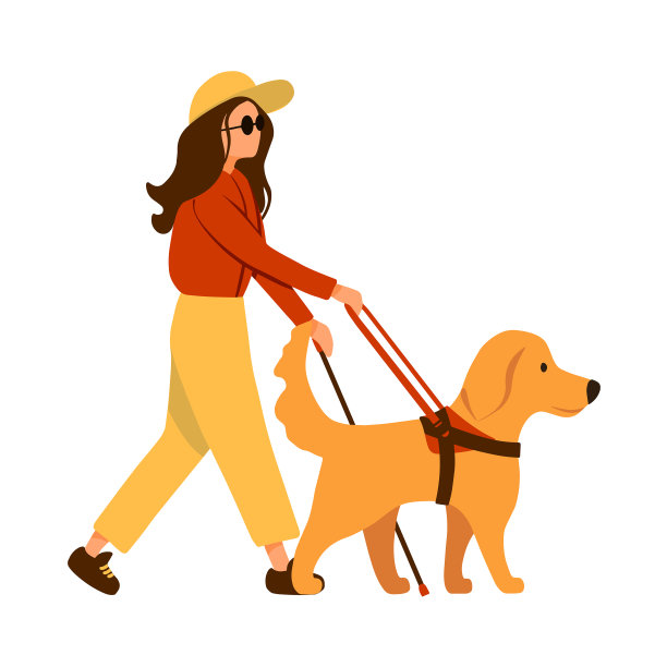 盲人妇女拄着拐杖在导盲犬的带领下行走。金毛猎犬与人类隔离在白色背景卡通风格上。平面设计海报,横幅,传单,网页,模型,商业,公司,标志。图片 盲人妇女拄着拐杖在导盲犬的带领下行走。金毛猎犬与人类隔离在白色背景卡通风格上。平面设计海报,横幅,传单,网页,模型,商业,公司,标志。图片下载