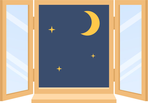 夜晚天空城市与月亮星星窗户在房子图片 夜晚天空城市与月亮星星窗户在房子图片下载