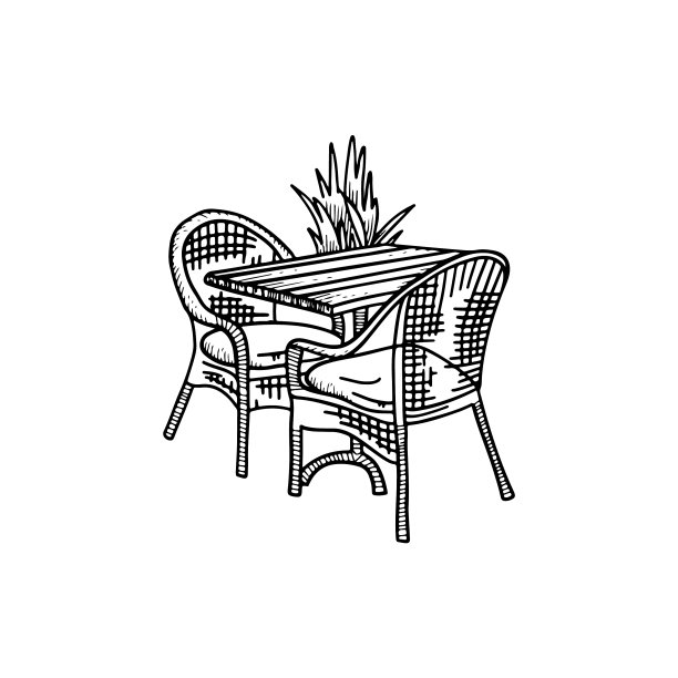夏日咖啡馆的家具——两张椅子和一张桌子图片 夏日咖啡馆的家具——两张椅子和一张桌子图片下载