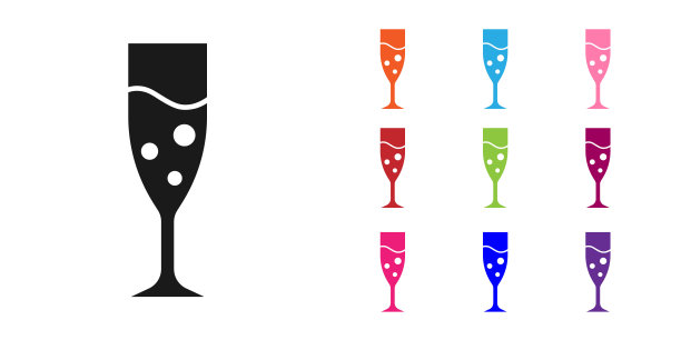 黑杯香槟图标孤立在白色背景。设置图标丰富多彩。向量图片 黑杯香槟图标孤立在白色背景。设置图标丰富多彩。向量图片下载