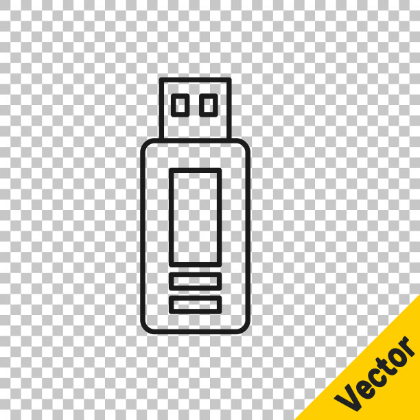 黑线USB闪存驱动器图标隔离在透明的背景。向量图片 黑线USB闪存驱动器图标隔离在透明的背景。向量图片下载