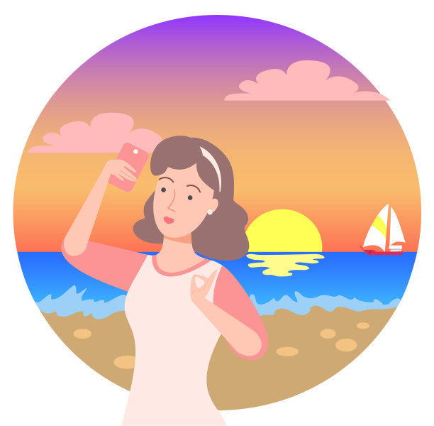 女人在日落风景热带拍照图片 女人在日落风景热带拍照图片下载