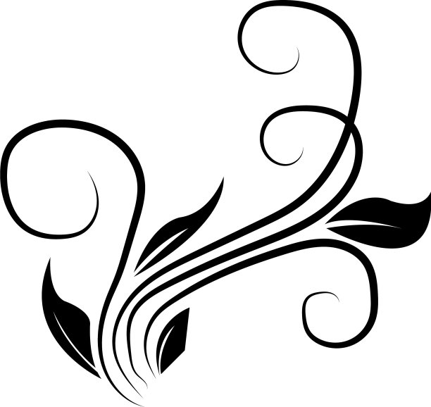 叶花黑色曲线图案图片 叶花黑色曲线图案图片下载