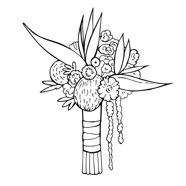 手绘热带婚礼花束素描图片 手绘热带婚礼花束素描图片下载