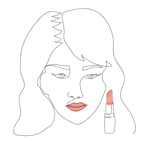女人的美丽和口红,线条艺术手绘素描图片 女人的美丽和口红,线条艺术手绘素描图片下载