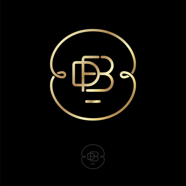 标志d f b字母黄金薄圈卷曲图片 标志d f b字母黄金薄圈卷曲图片下载