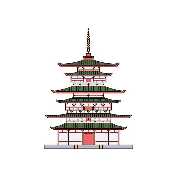 日本宝塔建筑馆卡通素描图片 日本宝塔建筑馆卡通素描图片下载