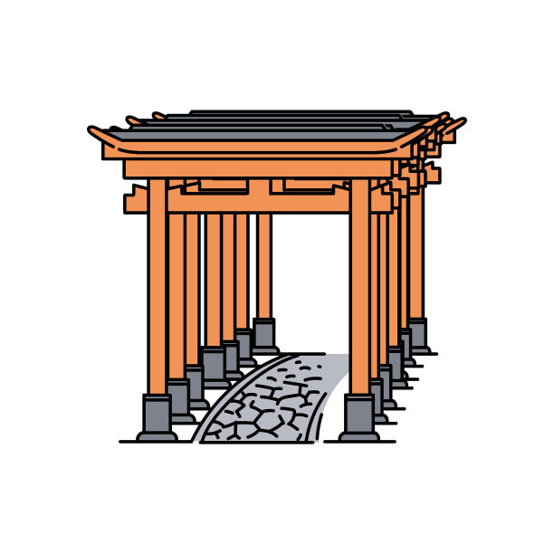 日本牌坊门排与石径隔离图片 日本牌坊门排与石径隔离图片下载
