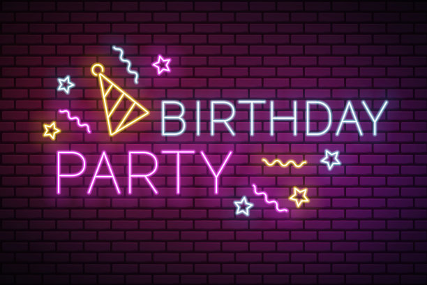 霓虹生日派对插图图片 霓虹生日派对插图图片下载