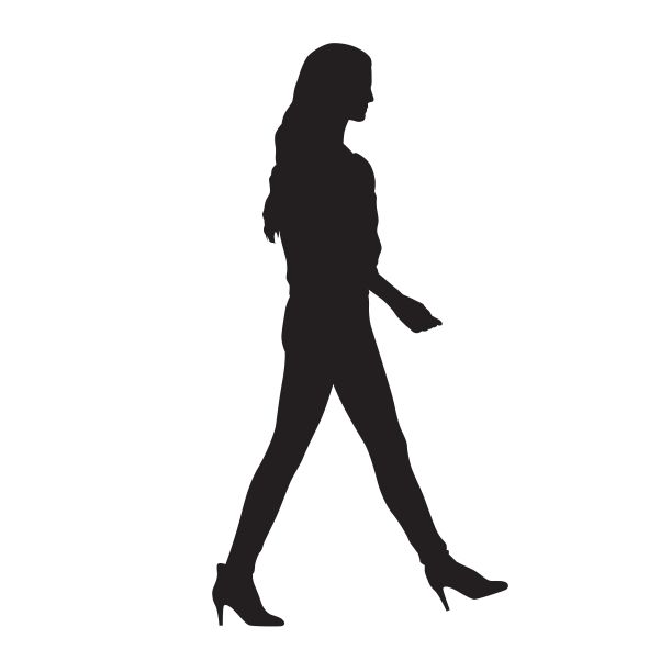 年轻女子走在高跟鞋,孤立矢量剪影。侧视图图片 年轻女子走在高跟鞋,孤立矢量剪影。侧视图图片下载