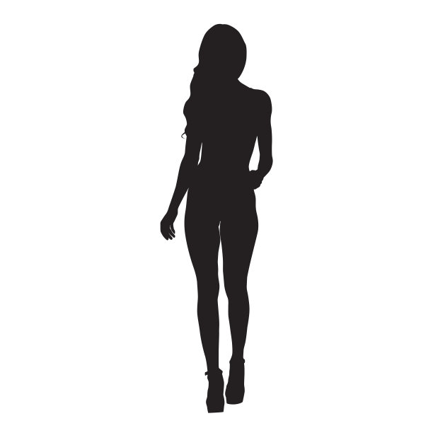 苗条性感的女人穿着高跟鞋向前走着。前视图矢量轮廓图片 苗条性感的女人穿着高跟鞋向前走着。前视图矢量轮廓图片下载