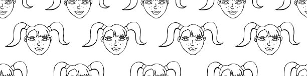 无缝图案与卡通人脸矢量人。手绘线条艺术插图。轮廓涂鸦头的女人,女孩。纹理背景下图片 无缝图案与卡通人脸矢量人。手绘线条艺术插图。轮廓涂鸦头的女人,女孩。纹理背景下图片下载