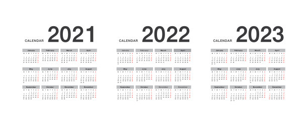 2021年和2022年和2023年日历矢量设计模板,简单和干净的设计。2022年和2023年的日历在白色背景上的组织和业务。星期从星期一开始。图片 2021年和2022年和2023年日历矢量设计模板,简单和干净的设计。2022年和2023年的日历在白色背景上的组织和业务。星期从星期一开始。图片下载