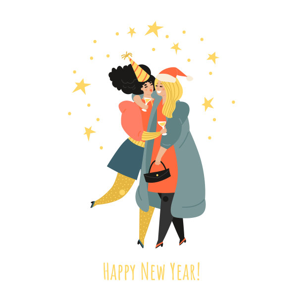 两个可爱的女孩正在庆祝新年图片 两个可爱的女孩正在庆祝新年图片下载