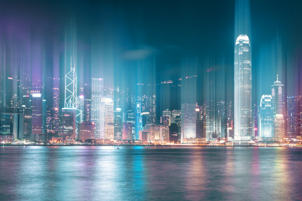 观看香港城市线与运动的灯光轨迹图片 观看香港城市线与运动的灯光轨迹图片下载
