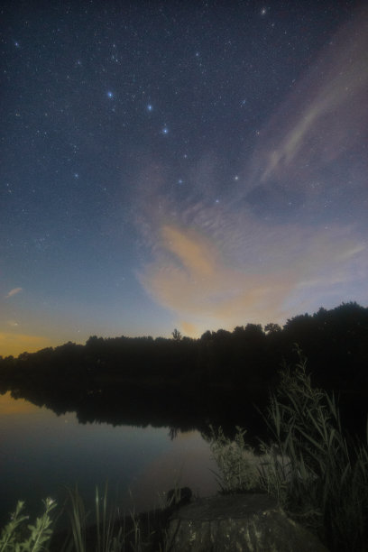 北斗七星晚上在湖上有云图片 北斗七星晚上在湖上有云图片下载